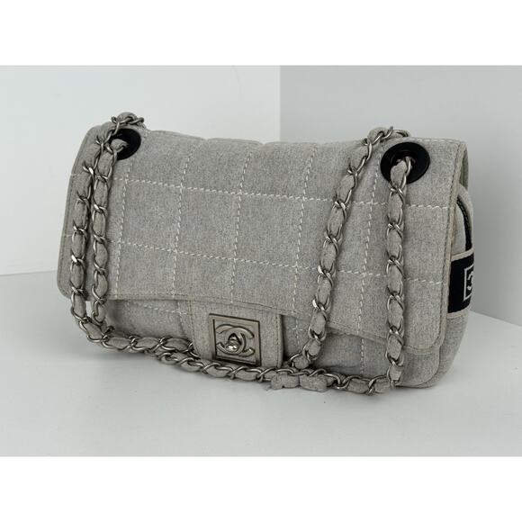 Chanel Sport Line 2006 Quilted Denim Jersey Shoulder Bag - Picture 1 of 16